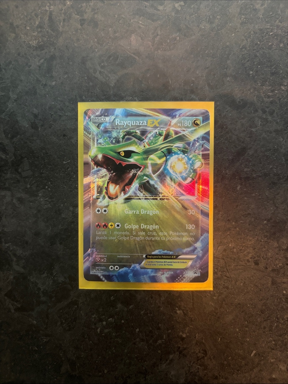 Pokemon Rayquaza EX Holographic Card Yellow Sleeve